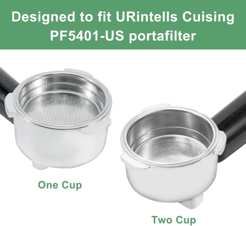 URintells Cuising Replacement 51mm Filter Baskets for Espresso Machine EM5410-US/EM5420-US, 2 Packs (Single cup and double cup) - Image 3